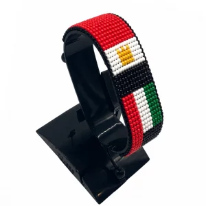 Egypt-UAE Flag Adjustable Bracelet Combo handcrafted with beadwork in the colors of the Egypt and United Arab Emirates flags.