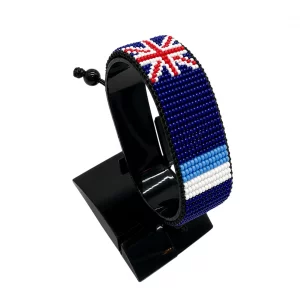 Falkland Islands Flag Bracelet Adjustable handcrafted with beadwork in the colors of the Falkland Islands flag.