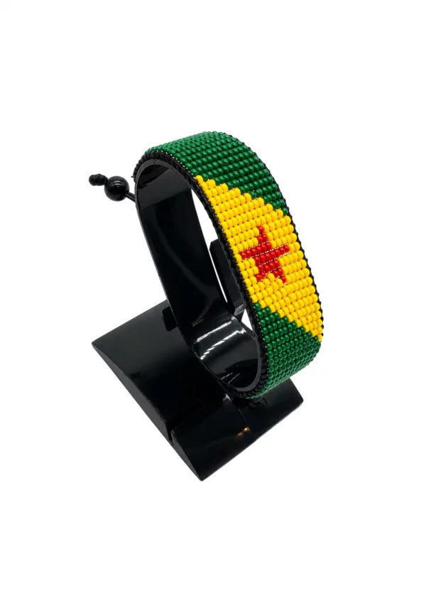 French Guiana Flag Bracelet Adjustable handcrafted with beadwork in the colors of the French Guiana flag.