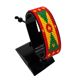Grenada Flag Bracelet Adjustable handcrafted with beadwork in the colors of the Grenada flag.