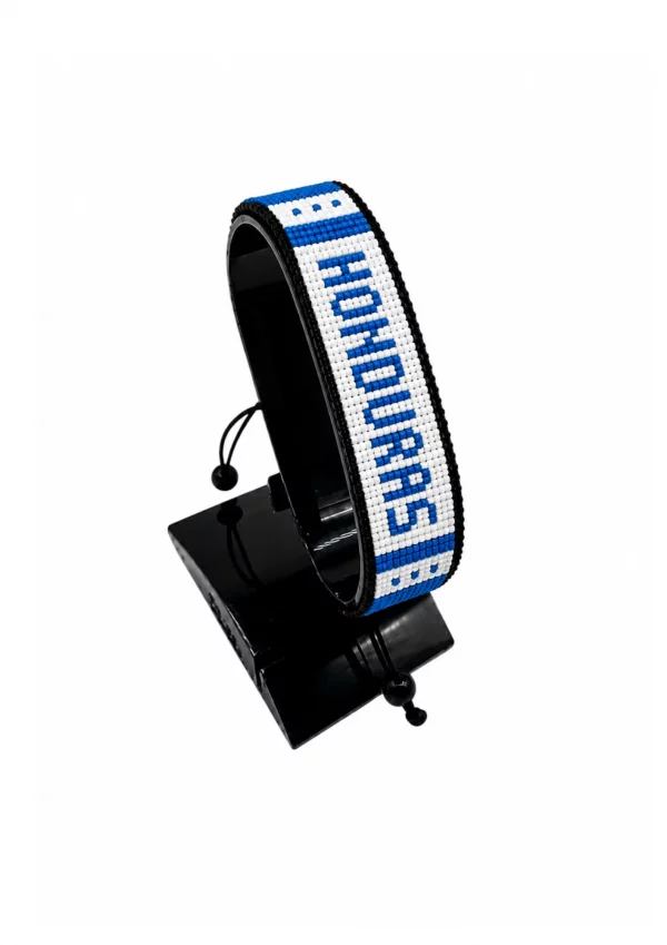 Honduras Flag Bracelet With Name Adjustable handcrafted with beadwork in the colors of the Honduras flag featuring the name HONDURAS.