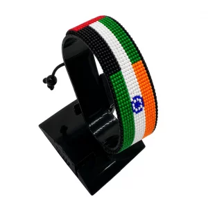 UAE-India Flag Adjustable Bracelet Combo handcrafted with beadwork in the colors of the United Arab Emirates and India flags.