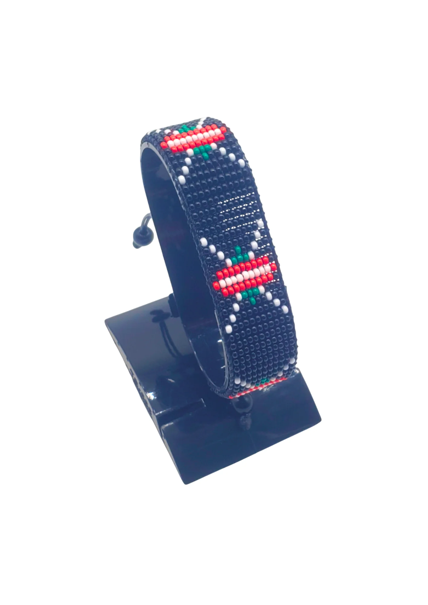 Kenya Flag Bracelet Version handcrafted with beadwork in the colors of the Kenya flag