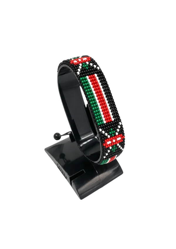 Kenya Flag Bracelet Mixed Version handcrafted with beadwork in the colors of the Kenya flag