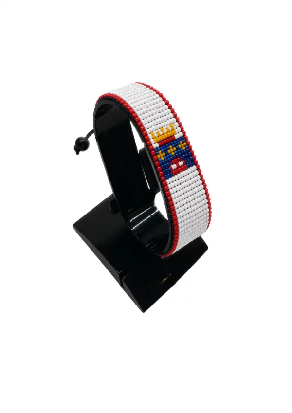 Saint Barthélemy Flag Bracelet Adjustable handcrafted with beadwork in the colors of the Saint Barthélemy flag.