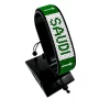 Saudi Arabia Flag Bracelet With Name Adjustable handcrafted with beadwork in the colors of the Saudi Arabia flag featuring the name SAUDI.