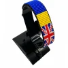 Ukraine UK Combo Flag Bracelet Adjustable handcrafted with beadwork in the colors of the Ukraine and United Kingdom flags.