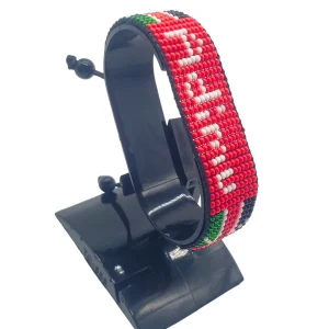 KENYA Flag Bracelet with Name ADIMU Adjustable handcrafted with beadwork in the colors of KENYA.