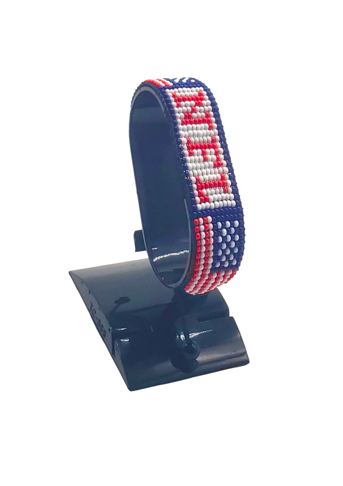 USA Flag Bracelet with Name NFL Adjustable handcrafted with beadwork in the colors of USA.