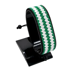 Nigeria with Spiral Horizontal Stripes Flag Bracelet Adjustable handcrafted with beadwork in the colors of the Nigeria flag.