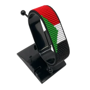 Sudan Flag Bracelet Adjustable handcrafted with beadwork in the colors of the Sudan flag.