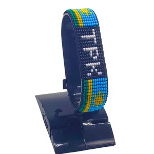 Rwanda Flag Bracelet with Name TPK Adjustable handcrafted with beadwork in the colors of USA.